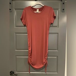 Ava ❤️ Sam - Drawstring Tee Solid Mini Dress Brown